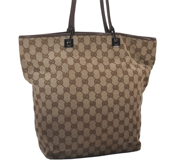 Authentic GUCCI Shoulder Tote Bag GG Canvas Leather 0021098 Brown Junk 4767I