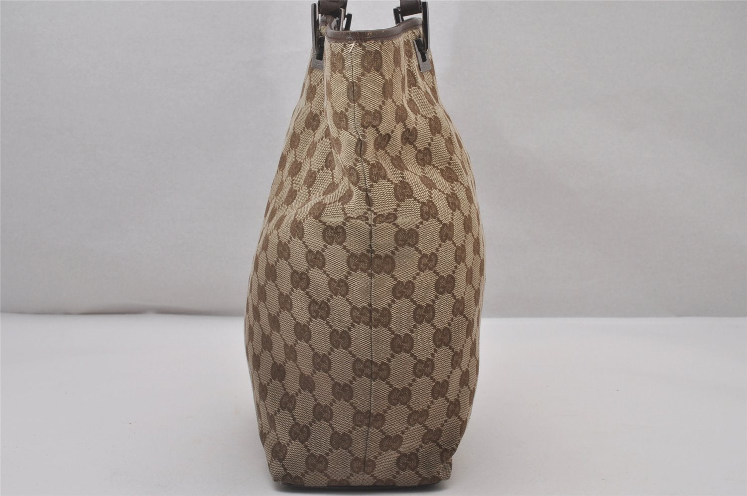 Authentic GUCCI Shoulder Tote Bag GG Canvas Leather 0021098 Brown Junk 4767I