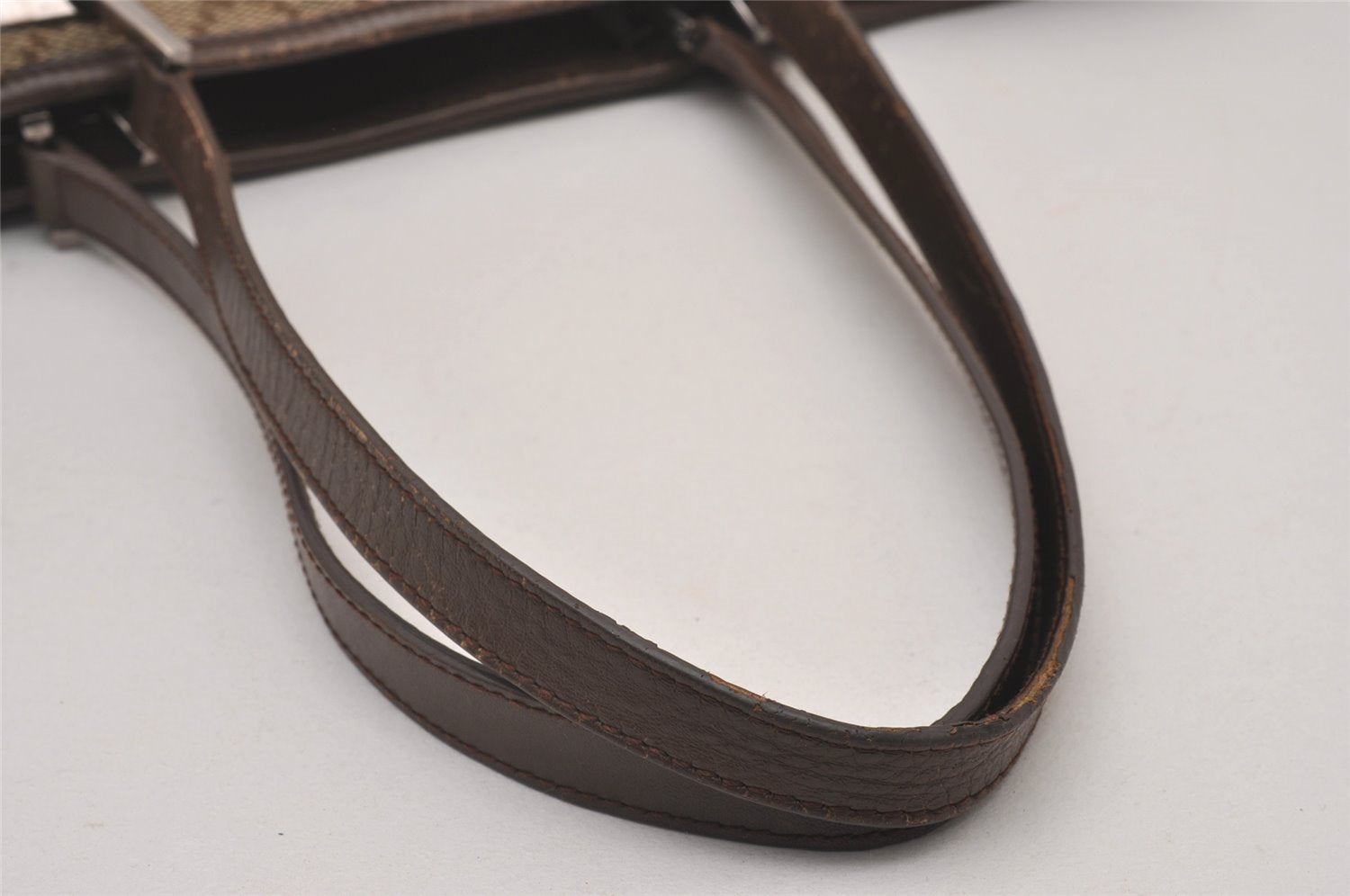 Authentic GUCCI Shoulder Tote Bag GG Canvas Leather 0021098 Brown Junk 4767I