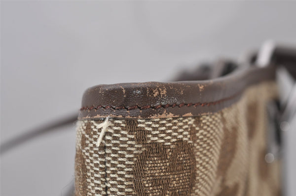 Authentic GUCCI Shoulder Tote Bag GG Canvas Leather 0021098 Brown Junk 4767I