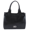 Authentic Ferragamo Gancini Leather Shoulder Tote Bag Black 4768D