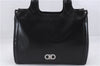 Authentic Ferragamo Gancini Leather Shoulder Tote Bag Black 4768D