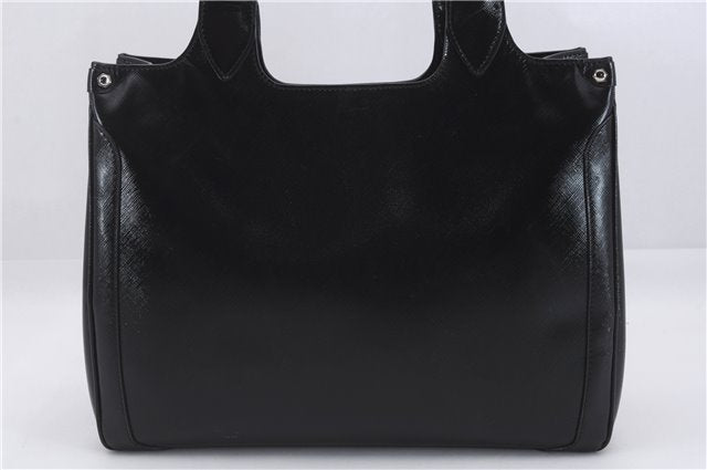 Authentic Ferragamo Gancini Leather Shoulder Tote Bag Black 4768D