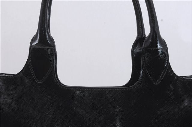 Authentic Ferragamo Gancini Leather Shoulder Tote Bag Black 4768D