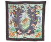 Authentic HERMES Carre 90 Scarf "EQUATEUR " Silk Dark Brown 4769I