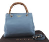 Auth GUCCI Bamboo Shopper Small 2Way Shoulder Hand Bag Leather 386032 Blue 4770D