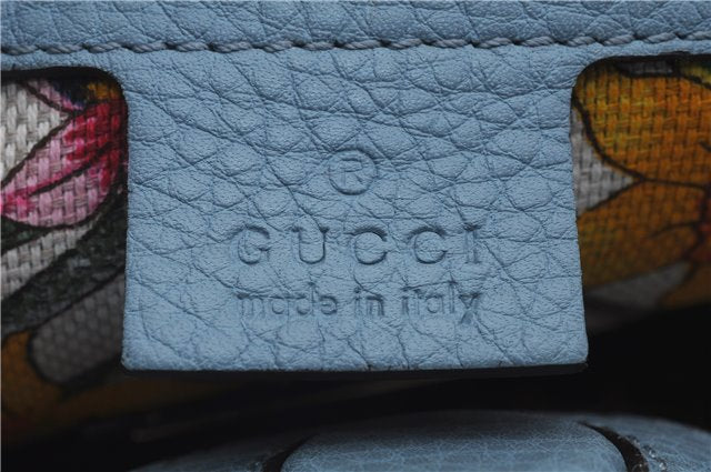 Auth GUCCI Bamboo Shopper Small 2Way Shoulder Hand Bag Leather 386032 Blue 4770D