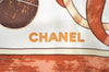Authentic CHANEL Scarf Vintage Flower Motif CC Logo Silk White 4770I