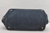 Authentic PRADA Vintage Canapa L Canvas Tote Hand Bag Denim Blue 4773I