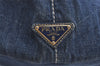 Authentic PRADA Vintage Canapa L Canvas Tote Hand Bag Denim Blue 4773I