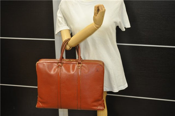Auth Louis Vuitton Epi Porte Documents Voyage Brown Briefcase M54473 LV 4774D