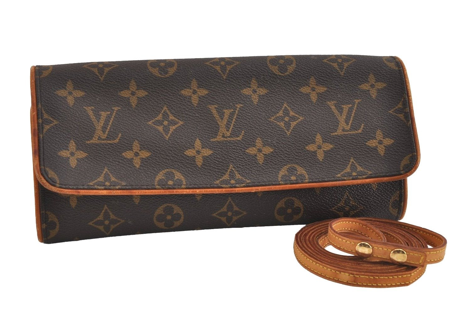 Authentic Louis Vuitton Monogram Pochette Twin GM Shoulder Bag M51852 LV 4775I