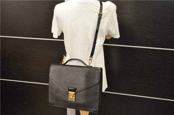 Auth Louis Vuitton Epi Porte Documents Bandouliere Briefcase M54462 Black 4776D