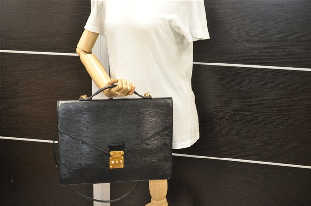 Auth Louis Vuitton Epi Porte Documents Bandouliere Briefcase M54462 Black 4776D