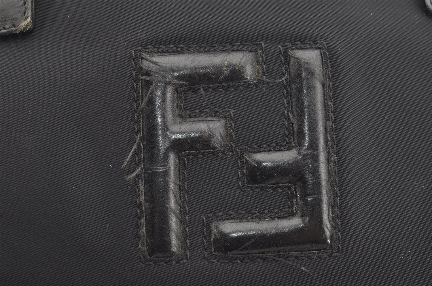 Authentic FENDI Vintage Nylon Leather Hand Tote Bag Black 4776I