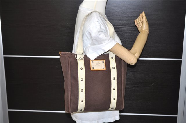 Authentic LOUIS VUITTON Antigua LV Cup Cabas MM Tote Bag Brown M80663 LV 4777C