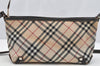 Authentic BURBERRY BLUE LABEL Check Shoulder Bag Nylon Leather Beige 4777I