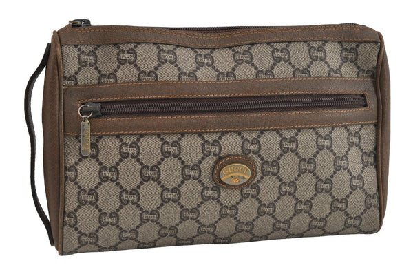 Authentic GUCCI GG Plus Clutch Hand Bag Purse PVC Leather Brown Junk 4779I