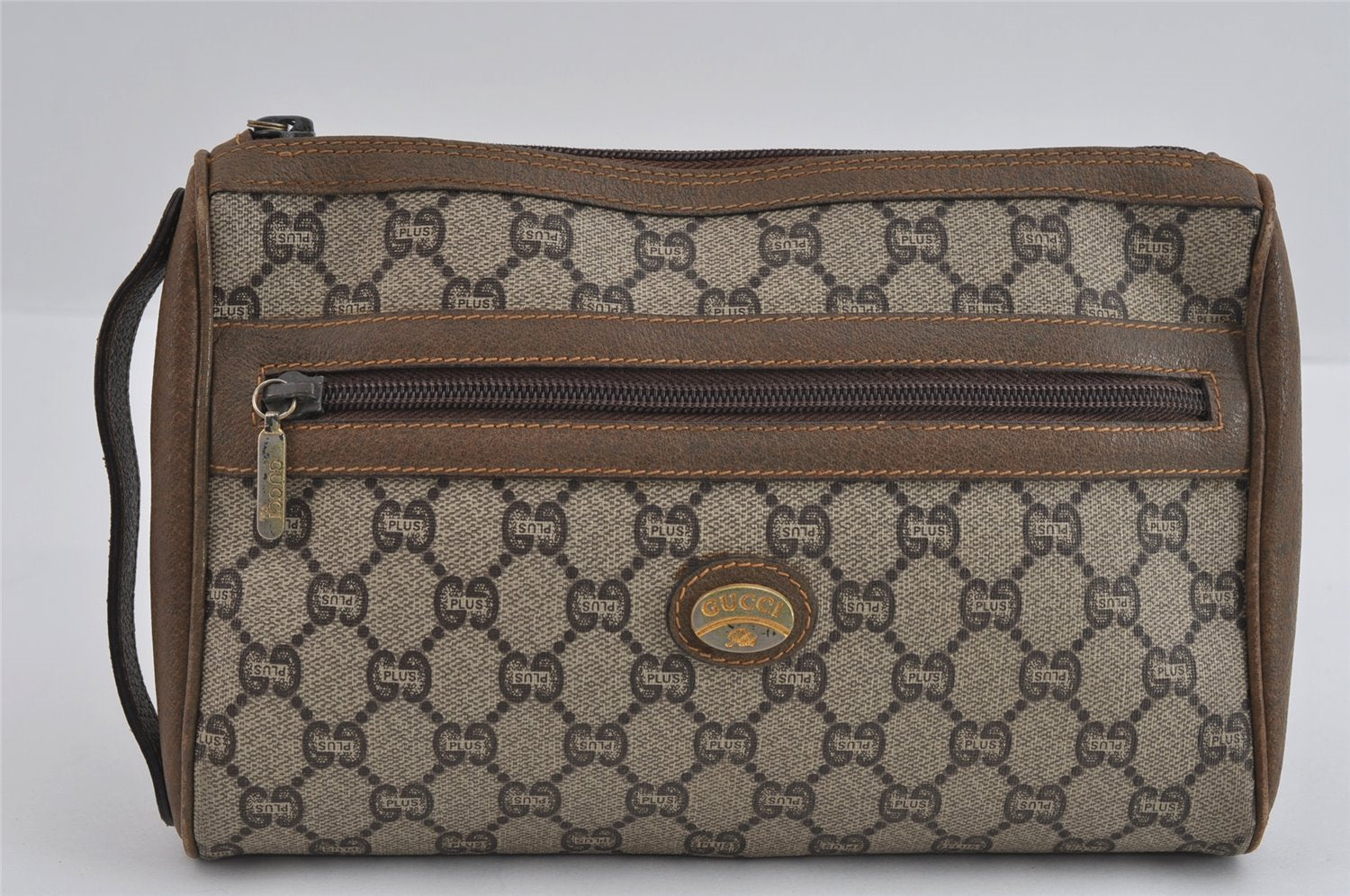 Authentic GUCCI GG Plus Clutch Hand Bag Purse PVC Leather Brown Junk 4779I