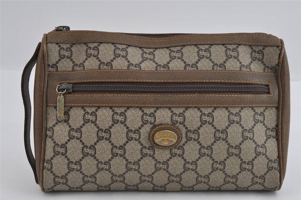 Authentic GUCCI GG Plus Clutch Hand Bag Purse PVC Leather Brown Junk 4779I