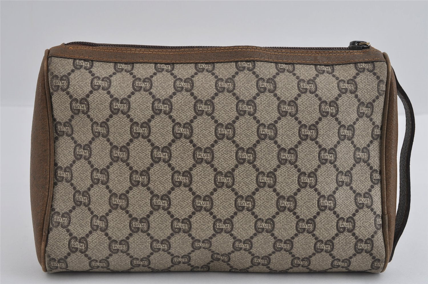 Authentic GUCCI GG Plus Clutch Hand Bag Purse PVC Leather Brown Junk 4779I