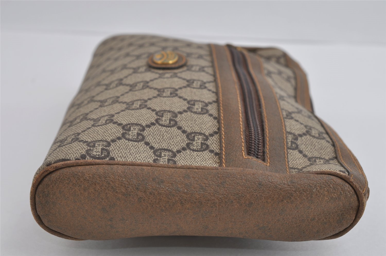 Authentic GUCCI GG Plus Clutch Hand Bag Purse PVC Leather Brown Junk 4779I