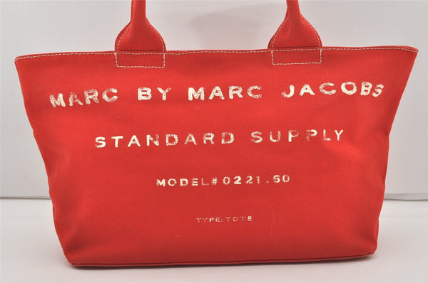 Authentic MARC JACOBS Vintage Canvas Shoulder Hand Tote Bag M0001573 Red 4782I