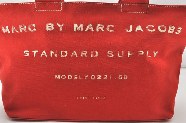 Authentic MARC JACOBS Vintage Canvas Shoulder Hand Tote Bag M0001573 Red 4782I