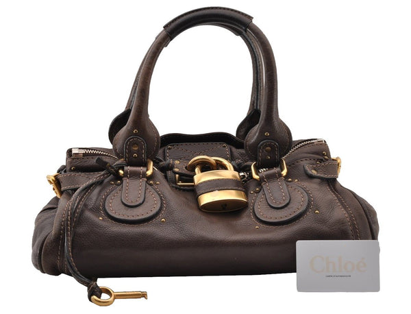 Authentic Chloe Paddington Vintage Leather Shoulder Hand Bag Purse Brown 4788I
