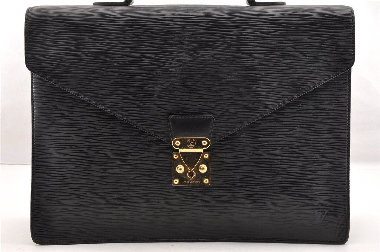 Authentic Louis Vuitton Epi Serviette Ambassadeur Briefcase M54412 Black 4790I