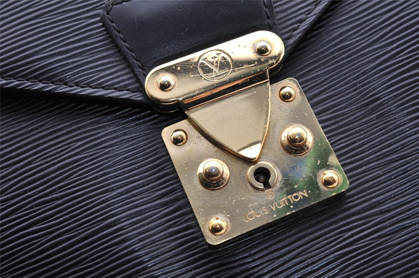 Authentic Louis Vuitton Epi Serviette Ambassadeur Briefcase M54412 Black 4790I