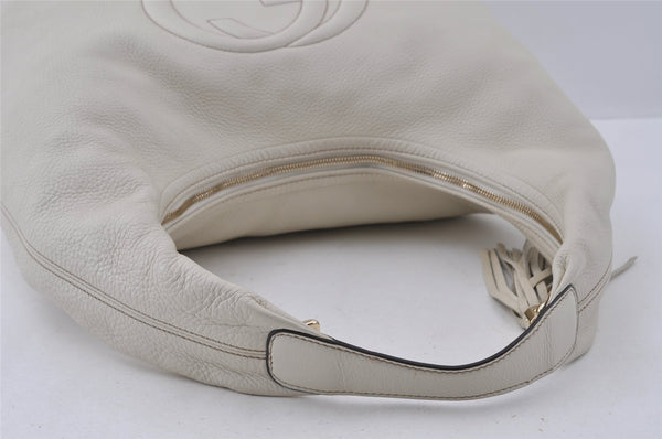 Authentic GUCCI Vintage SOHO Tassel Shoulder Tote Bag Leather 282304 White 4791I
