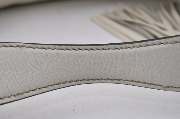 Authentic GUCCI Vintage SOHO Tassel Shoulder Tote Bag Leather 282304 White 4791I