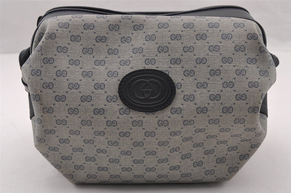 Authentic GUCCI Micro GG PVC Leather Shoulder Cross Body Bag Navy Blue 4792I