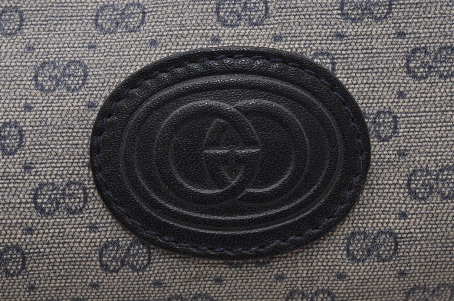 Authentic GUCCI Micro GG PVC Leather Shoulder Cross Body Bag Navy Blue 4792I