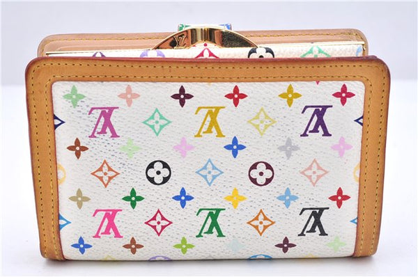 Auth Louis Vuitton Monogram Multicolor Portefeuile Viennois Wallet White 4793E