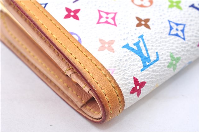 Auth Louis Vuitton Monogram Multicolor Portefeuile Viennois Wallet White 4793E