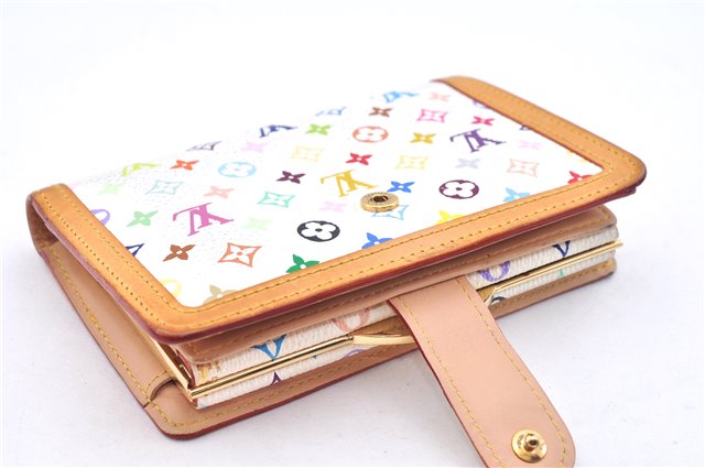 Auth Louis Vuitton Monogram Multicolor Portefeuile Viennois Wallet White 4793E