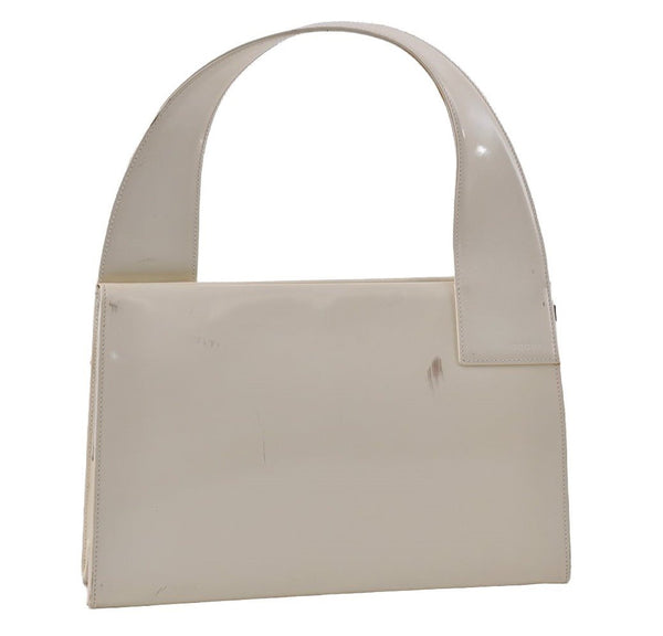 Authentic GUCCI Vintage Shoulder Hand Bag Purse Enamel 0013117 White Junk 4793I