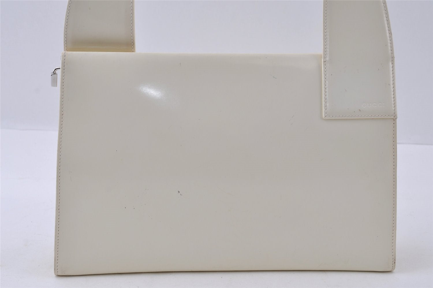 Authentic GUCCI Vintage Shoulder Hand Bag Purse Enamel 0013117 White Junk 4793I