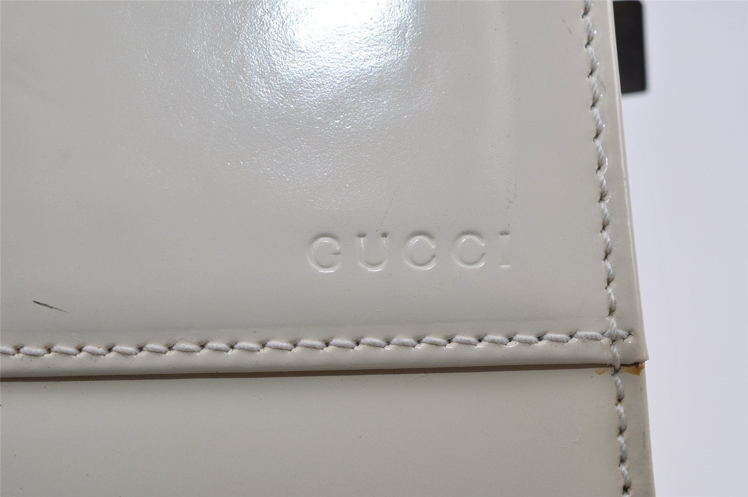 Authentic GUCCI Vintage Shoulder Hand Bag Purse Enamel 0013117 White Junk 4793I