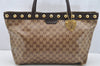 Authentic GUCCI Heart Crest GG Crystal PVC Leather Tote Bag 207291 Brown 4794I