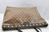 Authentic GUCCI Heart Crest GG Crystal PVC Leather Tote Bag 207291 Brown 4794I