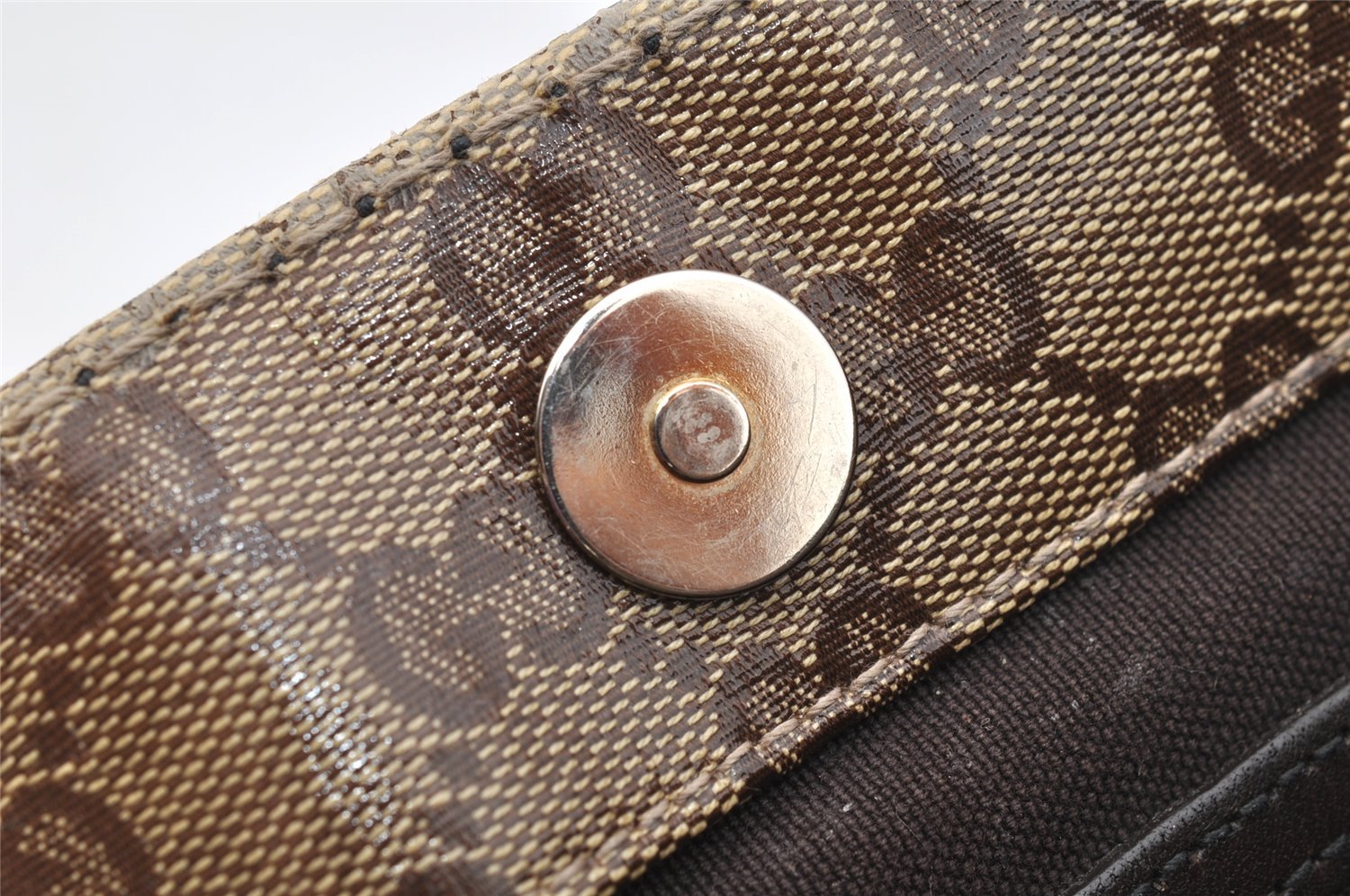 Authentic GUCCI Heart Crest GG Crystal PVC Leather Tote Bag 207291 Brown 4794I