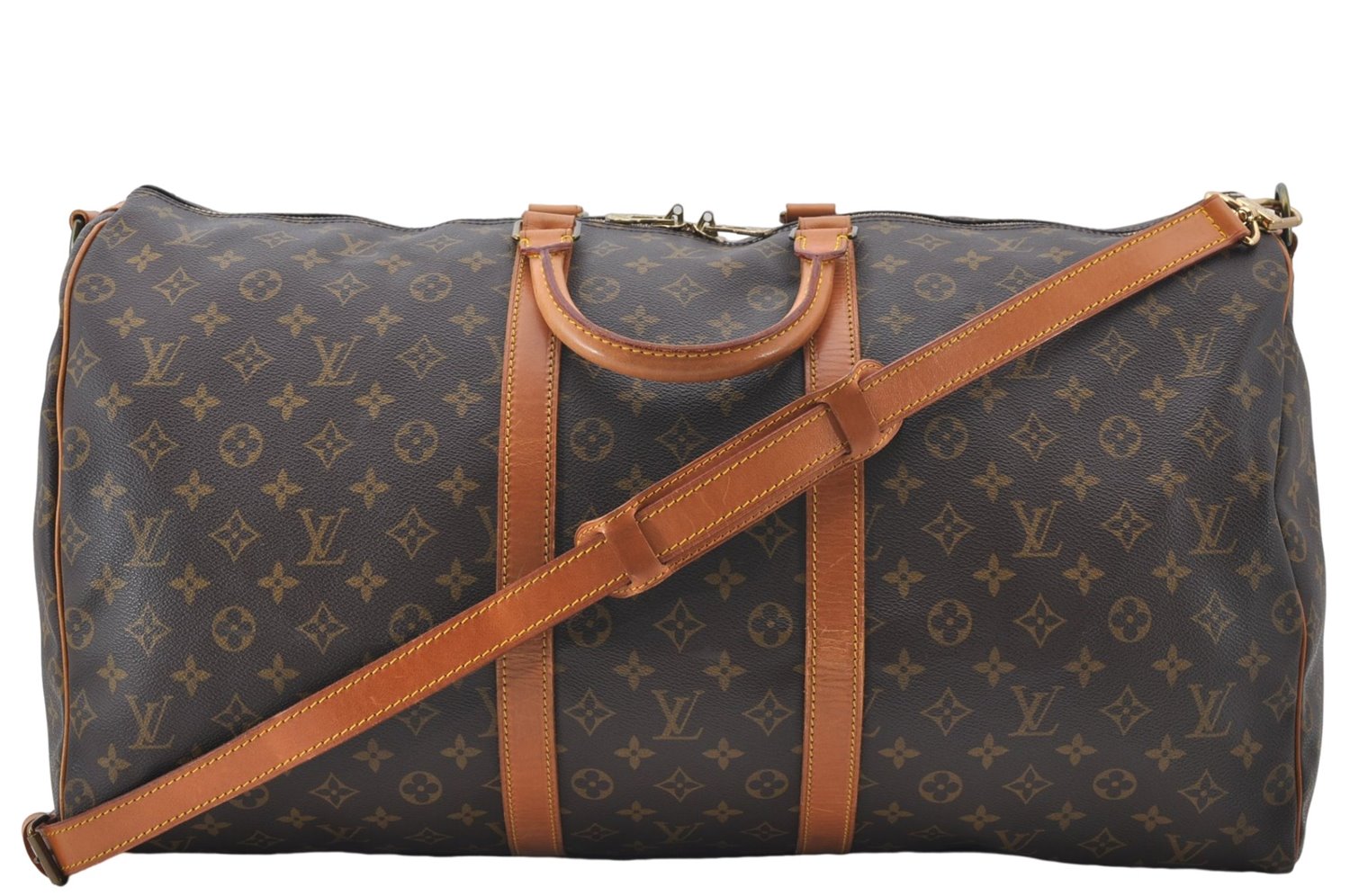 Auth Louis Vuitton Monogram Keepall Bandouliere 55 Boston Bag M41414 LV 4795E