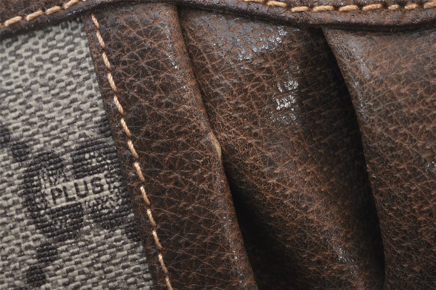 Authentic GUCCI GG Plus Shoulder Cross Body Bag GG PVC Leather Brown Junk 4795I