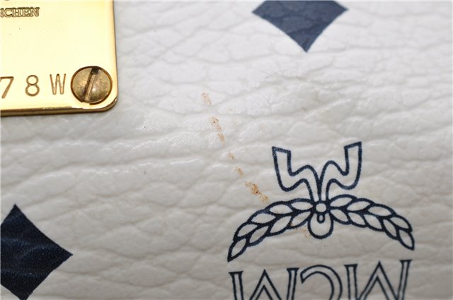 Authentic MCM Visetos Leather Vintage Shoulder Cross Body Bag Purse White 4798D