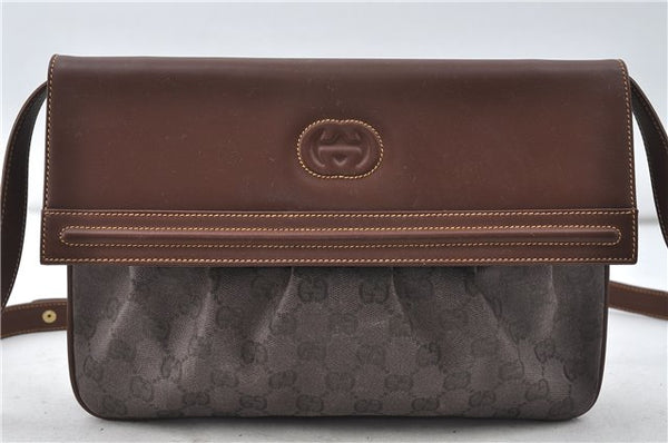 Authentic GUCCI Shoulder Cross Body Bag GG Canvas Leather Brown 4802D