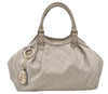 Authentic GUCCI Guccissima Sukey Shoulder Tote Bag GG Leather 211944 White 4802E