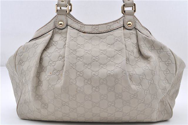Authentic GUCCI Guccissima Sukey Shoulder Tote Bag GG Leather 211944 White 4802E